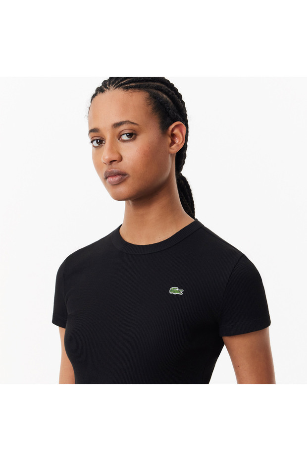 Kadın Slim Fit Bisiklet Yaka Siyah T-Shirt - 2