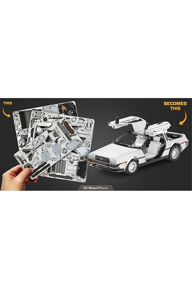 3D Metal Puzzle Bulmaca Geleceğe Dönüş Delorean Zaman Makinesi Araba Modeli Yapı Seti - 3