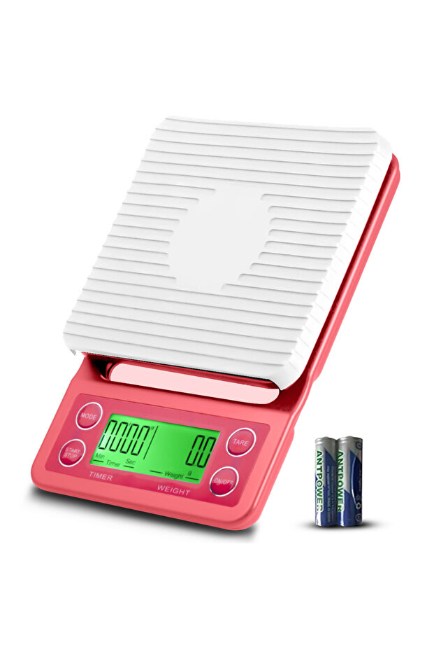 ميزان قهوة مع مؤقت باللون الوردي - 1