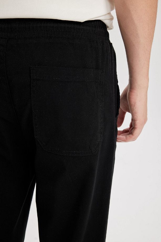 %100 Pamuk Jogger Gabardin Pantolon Beli Regular Fit Bağcıklı Lastikli Paça D5927ax24au - 6