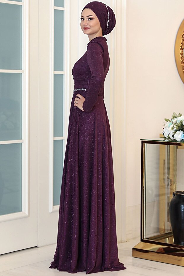 Işıl Tesettür Abiye Mor - 2