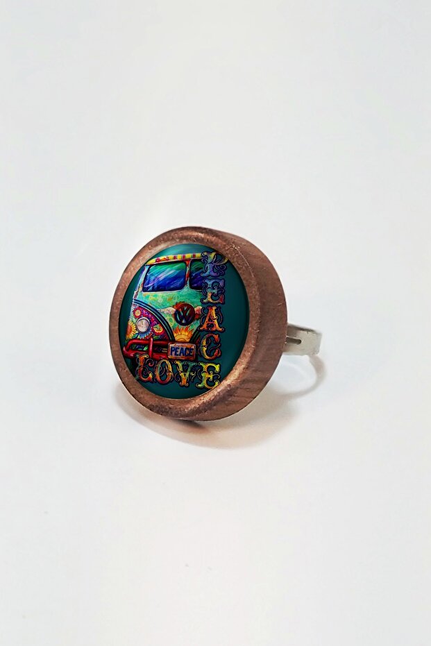 Love and Peace Wooden Ring