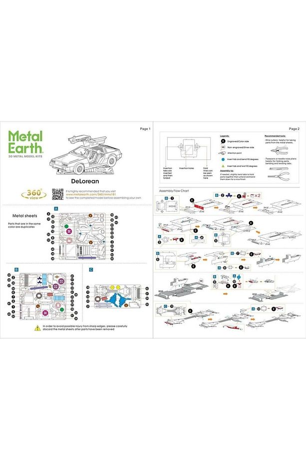 3D Metal Puzzle Bulmaca Geleceğe Dönüş Delorean Zaman Makinesi Araba Modeli Yapı Seti - 4