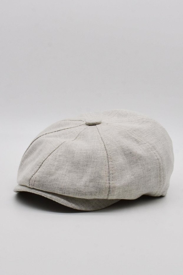 Men's 8 Piece Cotton Newsboy British Cap Hat Beige