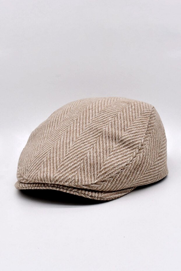 Men's Zigzag Patterned Woolen Cap Hat - 1