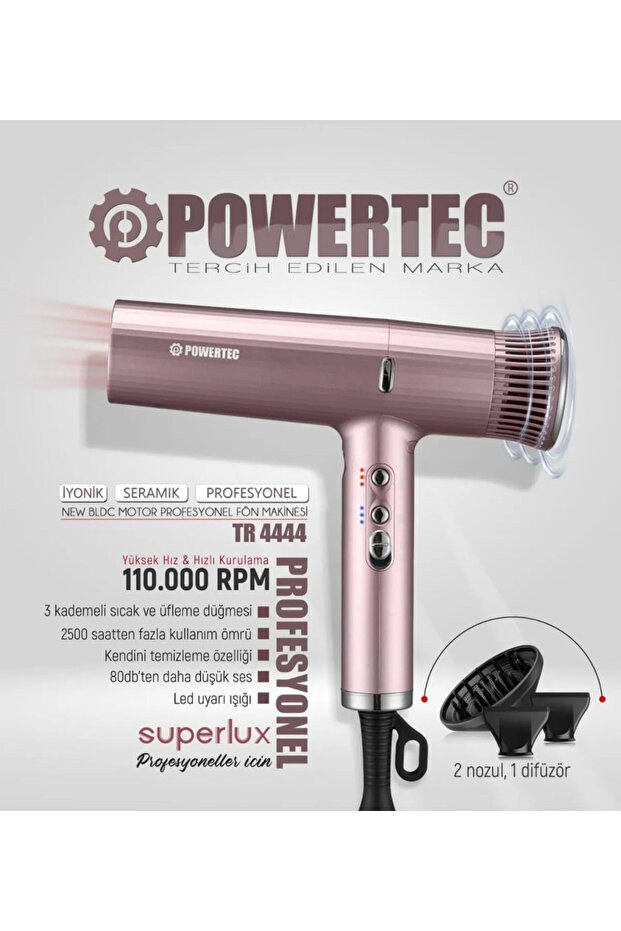TR-4444 Süperlux Ionıc Supersonic Saç Kurutma ve Fön Makinesi Rose - 1