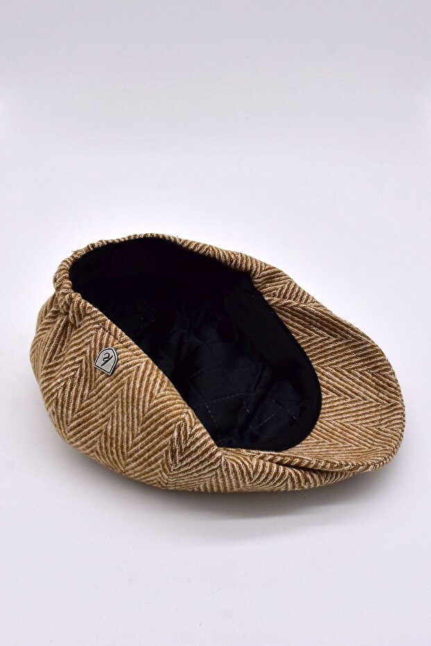 Men's Zigzag Patterned 8 Piece Woolen British Cap Hat - 5