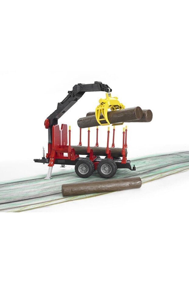 Log Carrier Trailer with Loading Crane & Logs Br02252 - 2