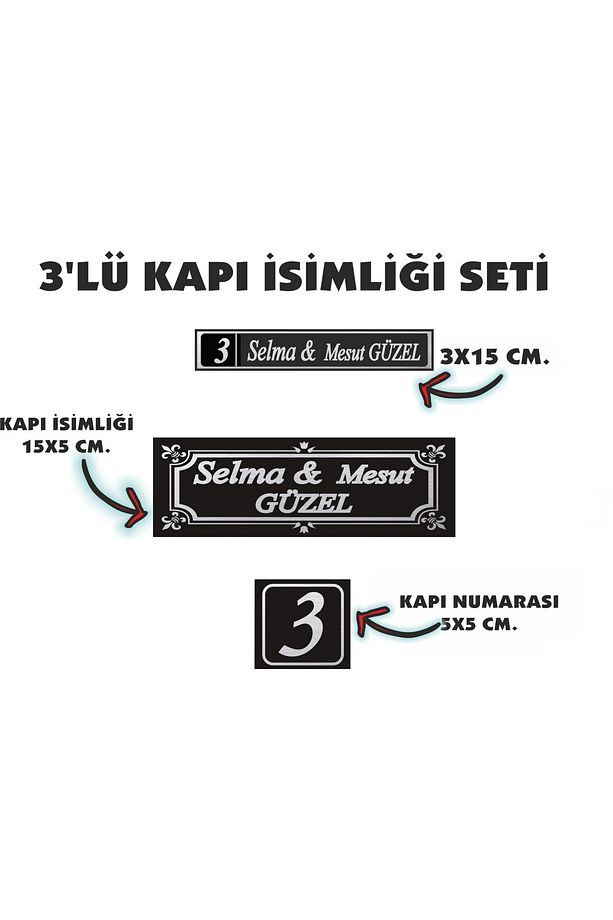 3'lü Metal Kapı Isimliği, Kapı Numarası, posta kutusu isimliği - 1