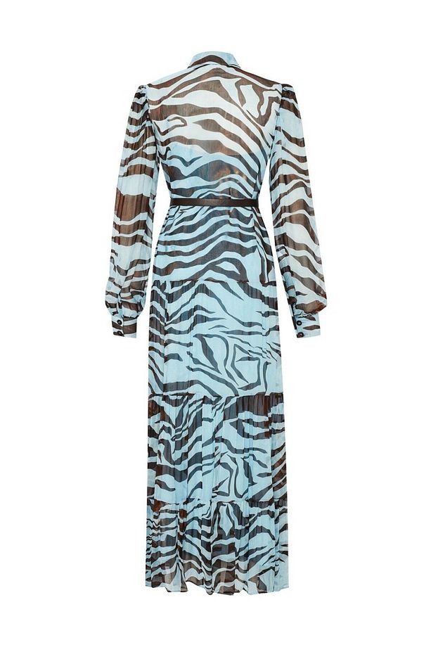 Zebra Desen Astarlı ve Kemerli  Regular Maxi Elbise - 8