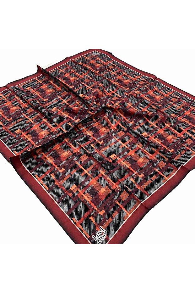Burgundy Patterned Tivil Silk Scarf 21146