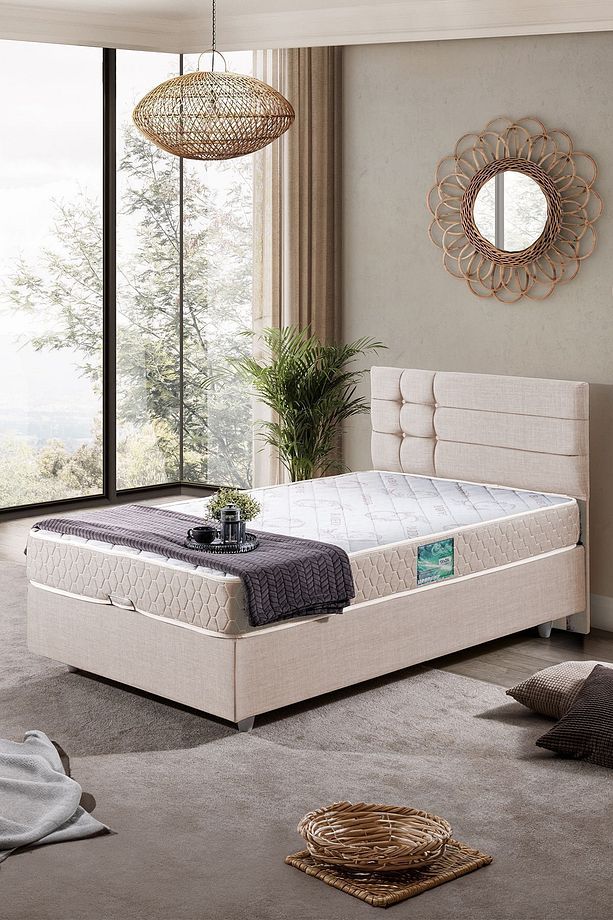 Viyana Tek Kişilik Baza Başlık Comfort Yatak Seti Krem - 1