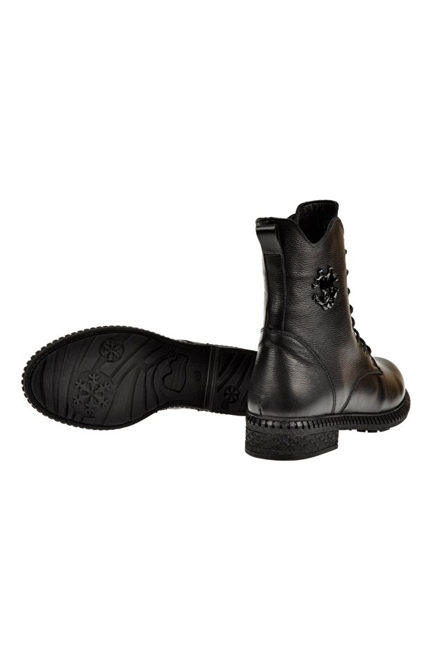 Castle Black Hakiki Deri Postal Kadın Bot CB-20912 SİYAH - 6