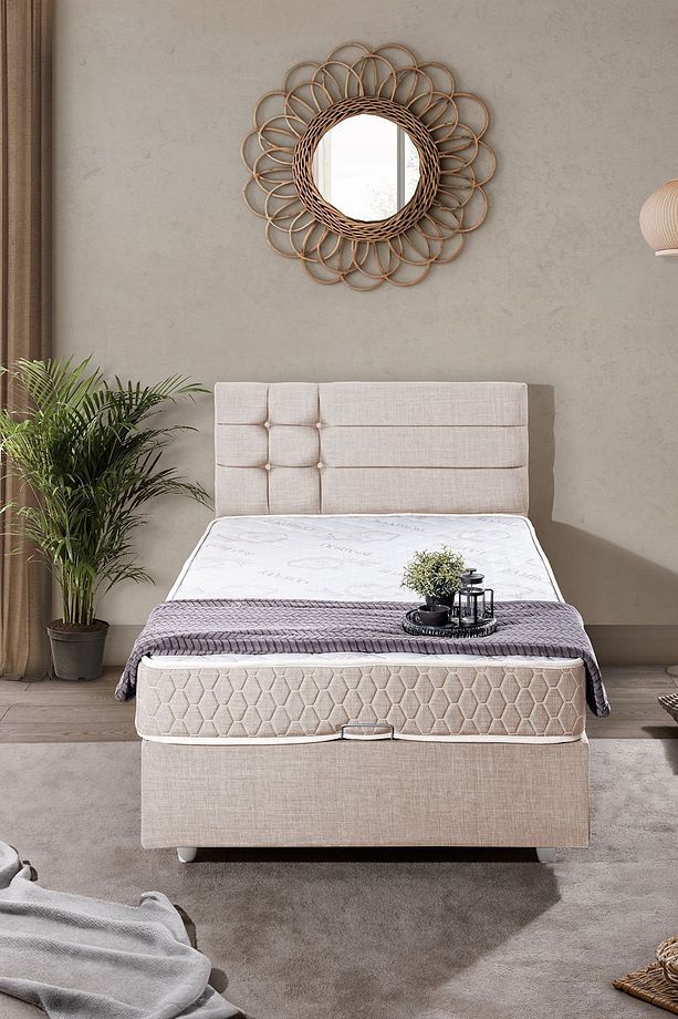 Viyana Tek Kişilik Baza Başlık Comfort Yatak Seti Krem - 2