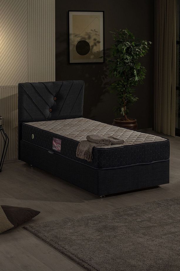 Lux Class Ikili Set, Tek Kişilik Yandan Açılır Baza Başlık Seti, Lacivert - 2