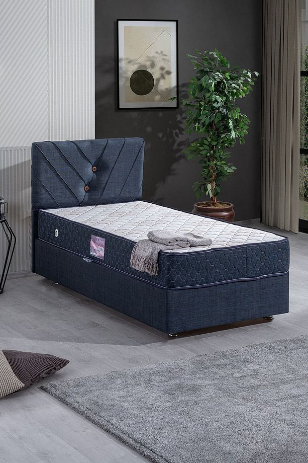 Lux Class Ikili Set, Tek Kişilik Yandan Açılır Baza Başlık Seti, Lacivert - 1