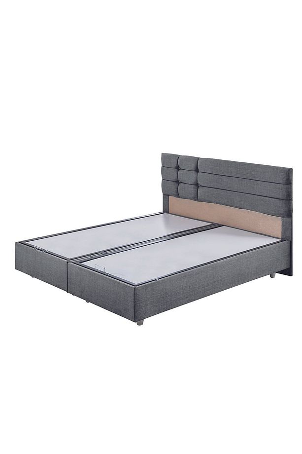 Viyana Çift Kişilik Baza Başlık Letto Yatak Seti Gri - 3