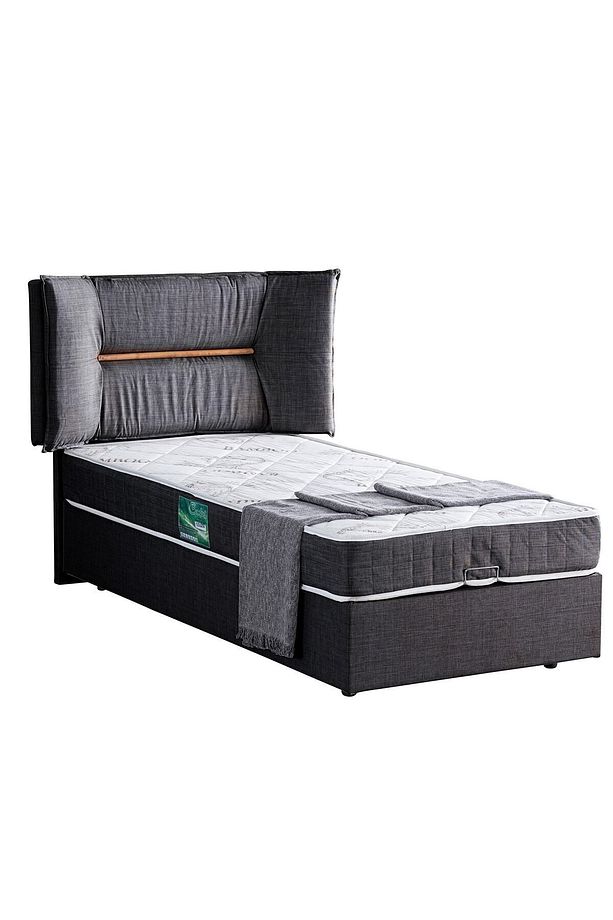 Lizbon Ikili Set, Tek Kişilik Baza Başlık Seti, Antrasit - 3