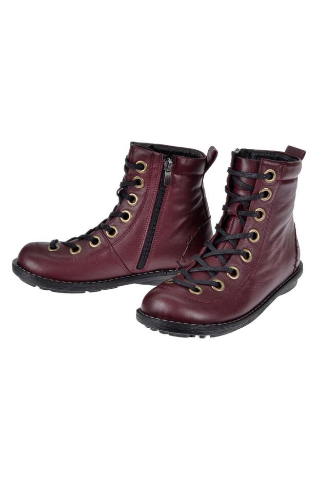 Hakiki Deri Günlük Kadın Bot PLM-34431 BORDO - 4