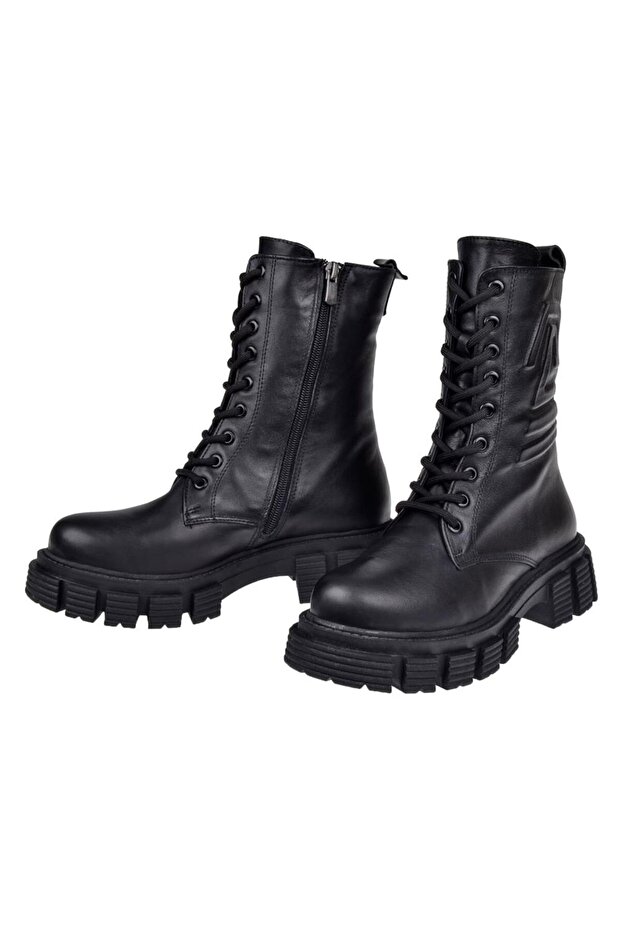 Maximino Hakiki Deri Postal Kadın Bot MX-104 SİYAH - 4