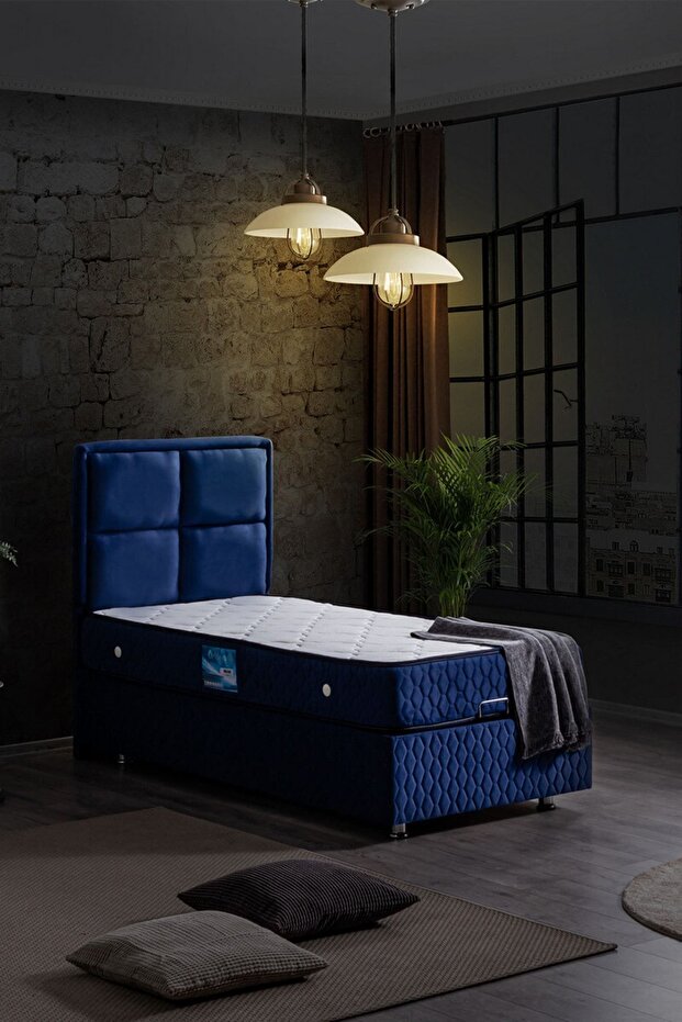 Grand Ikili Set, Tek Kişilik Baza Başlık Seti, Lacivert - 3