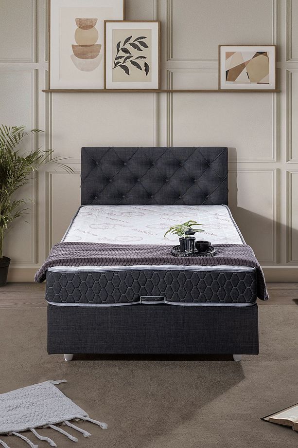 Eylül Tek Kişilik Baza Başlık Comfort Yatak Seti - Antrasit - 3