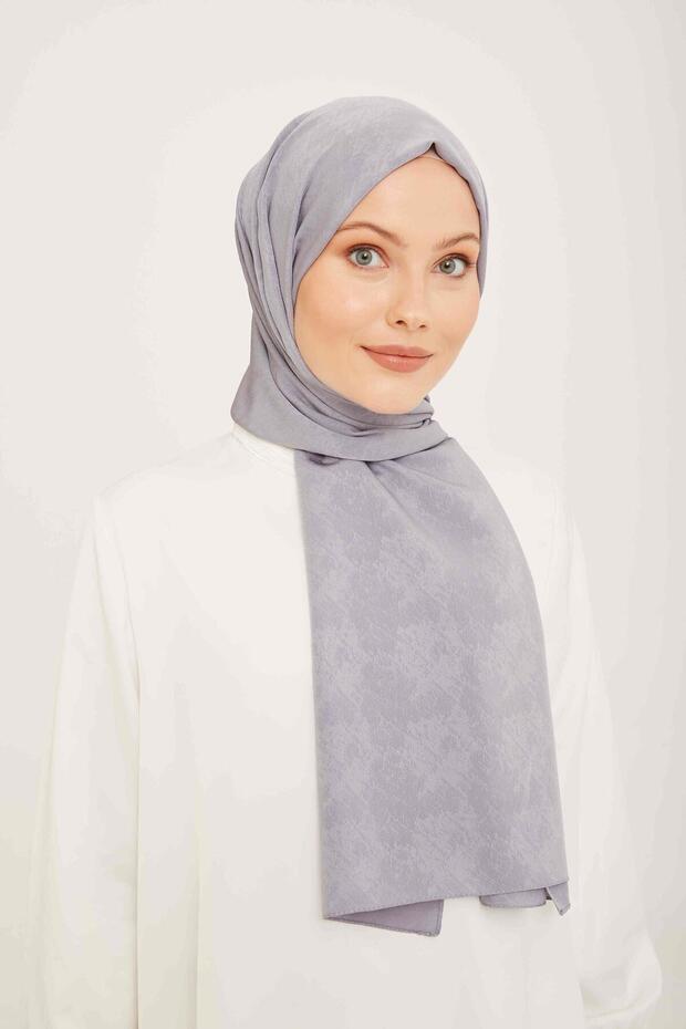 تريند J.capri شال رمادي بلون سادة 8-358