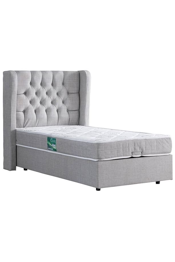 Riga Tek Kişilik Baza Başlık Comfort Yatak Seti, Açık Gri - 4