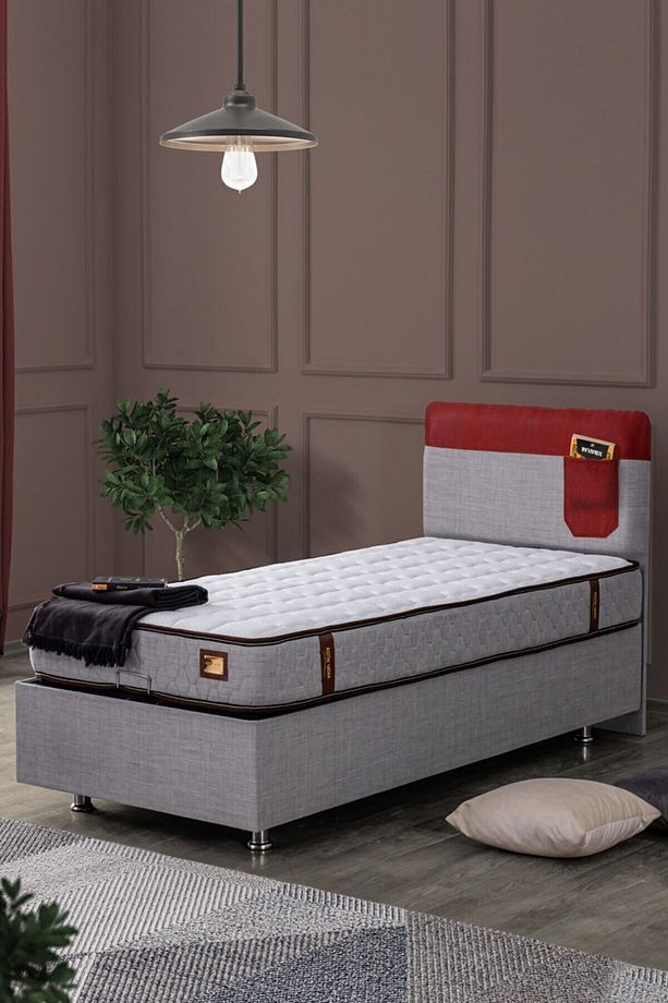 Genç Baza Seti, Flora Baza + Başlık + Ortho Soft Yatak Seti, Kırmızı - 1