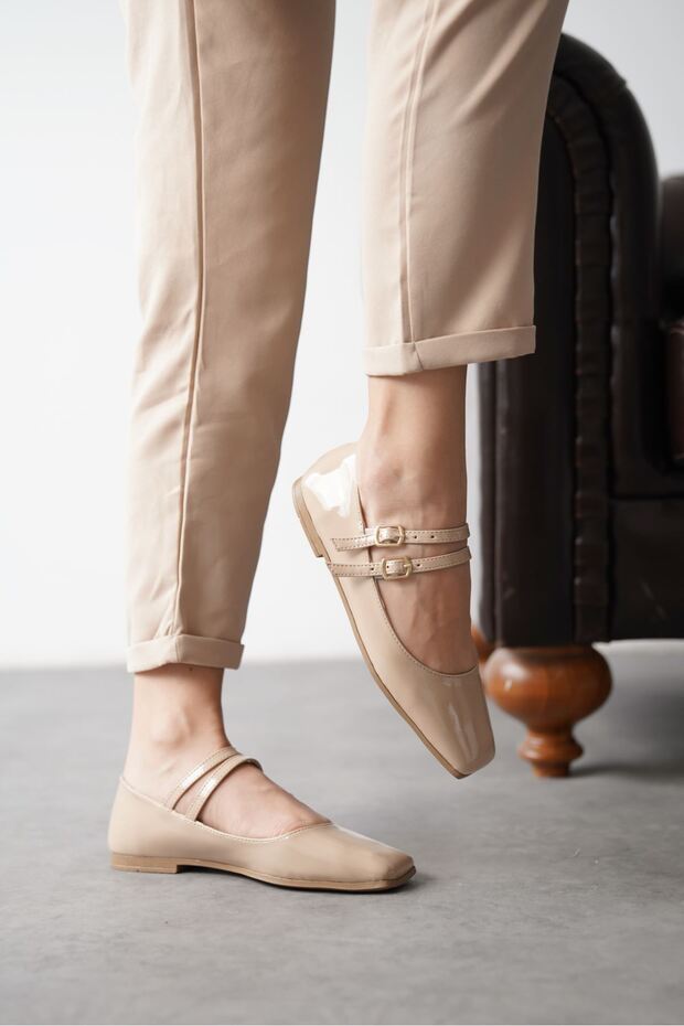 Women's Ravello Ballerina Shoes - Tan-Patent Leather