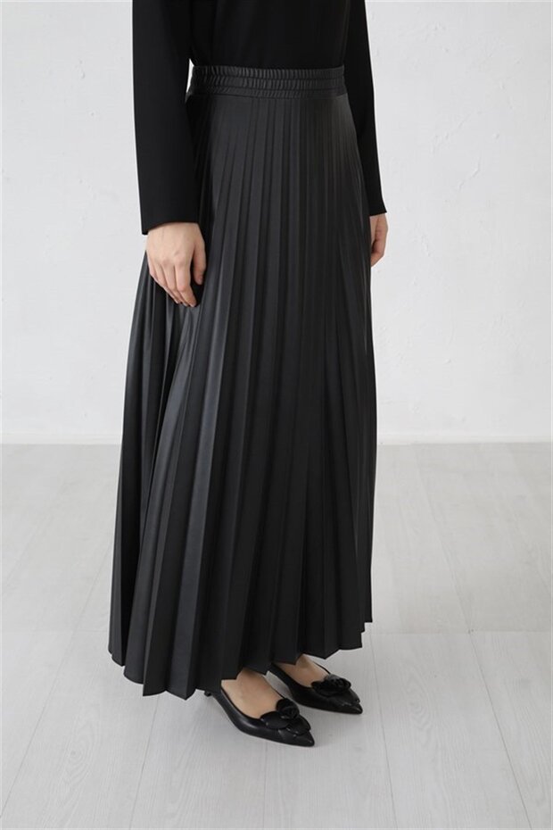 DERİ PLİSOLE ETEK - 1