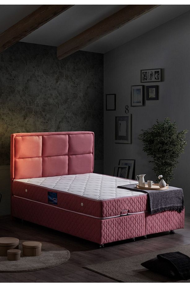 Grand Ikili Set, Çift Kişilik Baza Başlık Seti, Pembe - 3