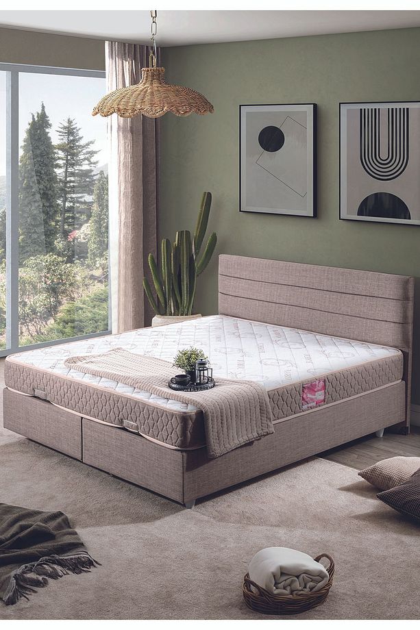 Sofia Çift Kişilik Baza Başlık İkili Set Kahve - 1