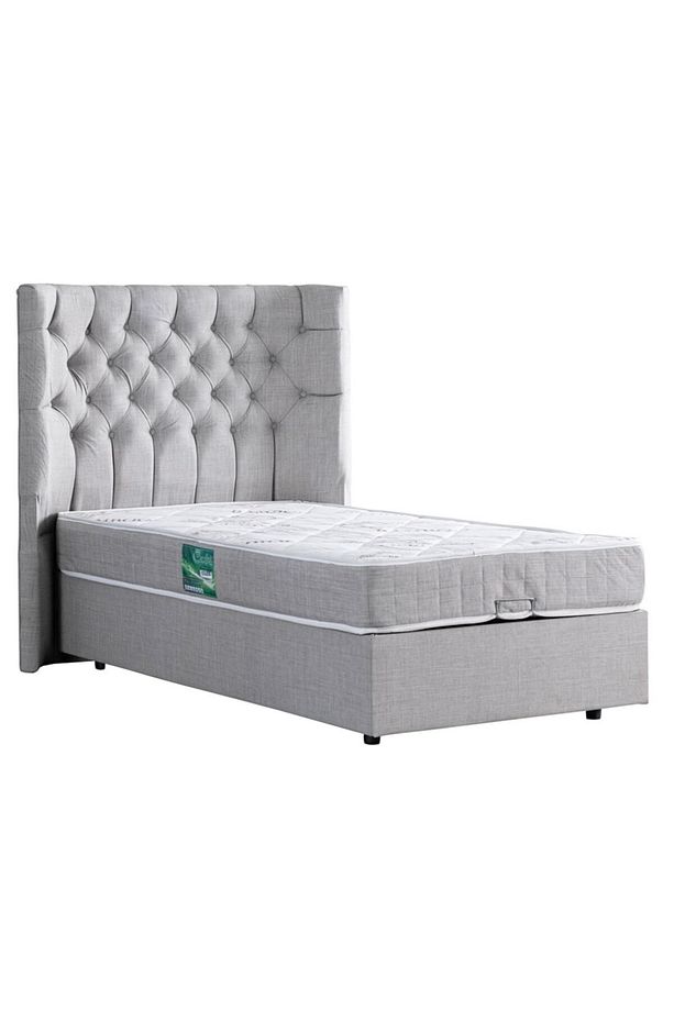 Matilda Tek Kişilik Baza Başlık Comfort Yatak Seti, Açık Gri - 3