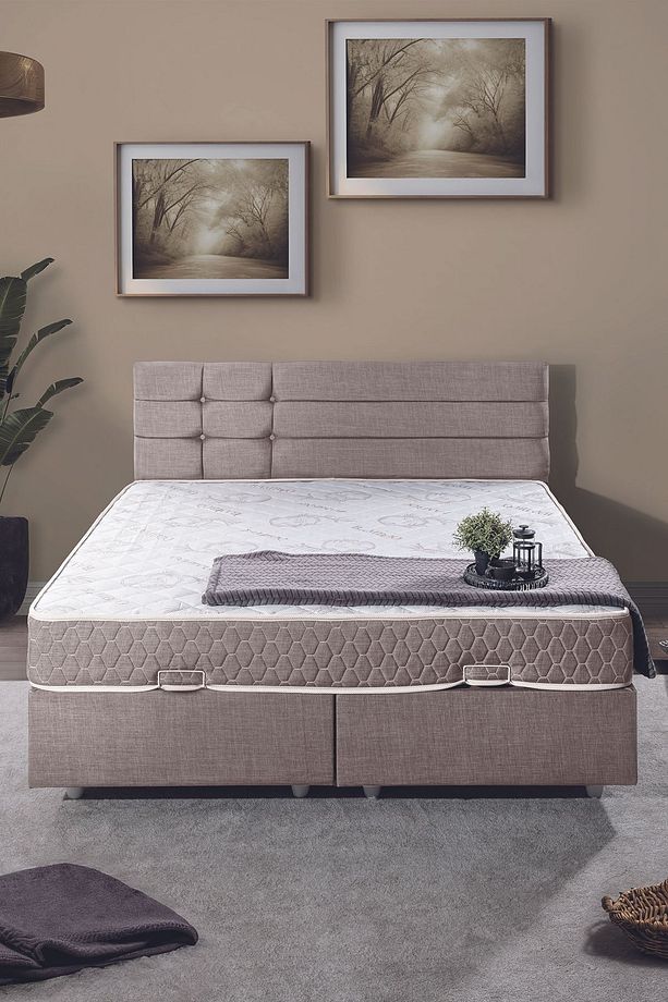 Viyana Çift Kişilik Baza Başlık Letto Yatak Seti Kahve - 2