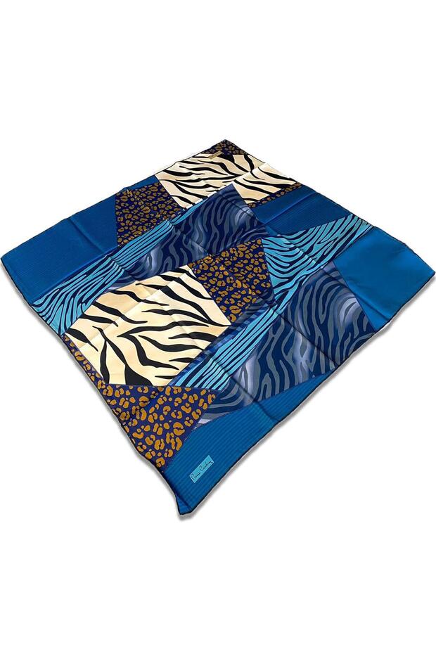 Blue Mixed Pattern Tivil Silk Scarf 8341438-912