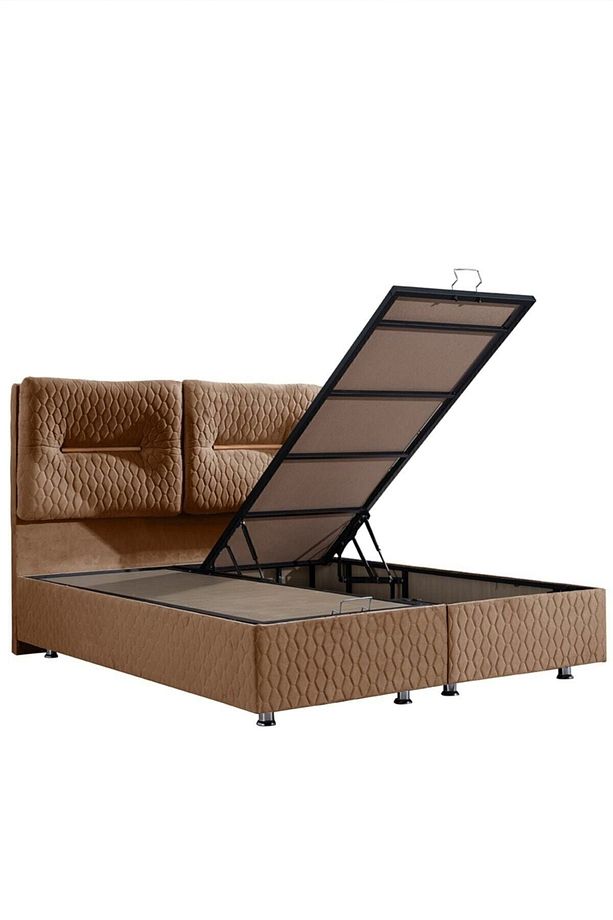 Astra Ikili Set, Çift Kişilik Baza Başlık Seti, Açık Kahve - 3