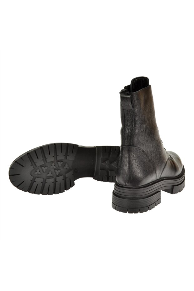 Castle Black Hakiki Deri Postal Kadın Bot CB-26254 SİYAH - 6