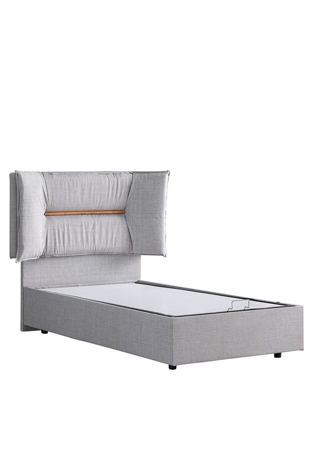 Lizbon Tek Kişilik Baza Başlık Comfort Yatak Seti, Açık Gri - 4
