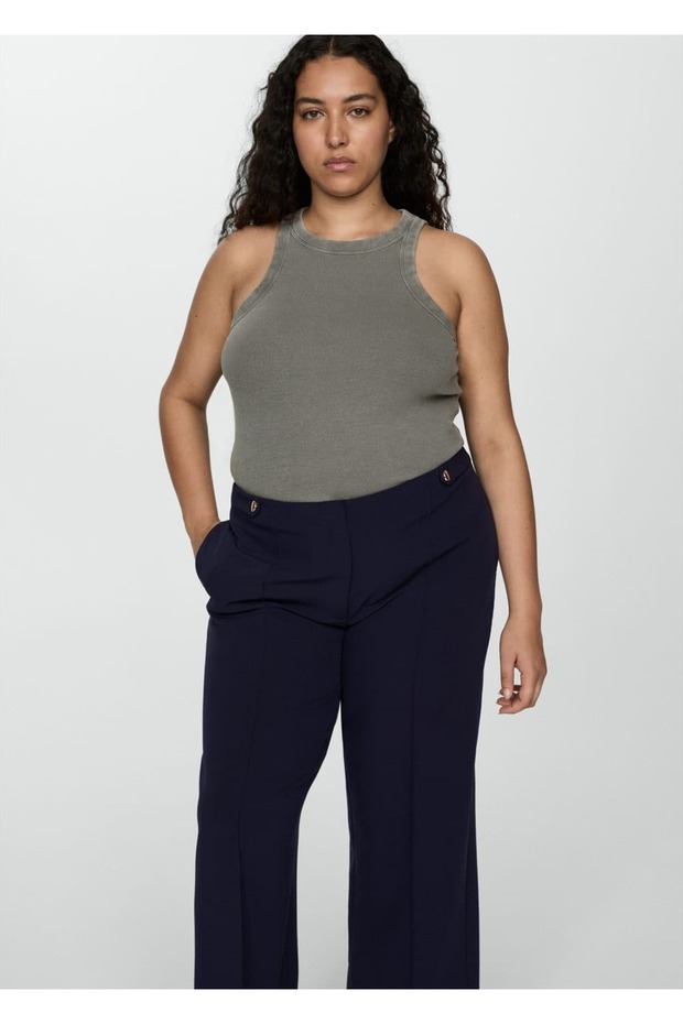 Straight Cut Button Trousers - 8