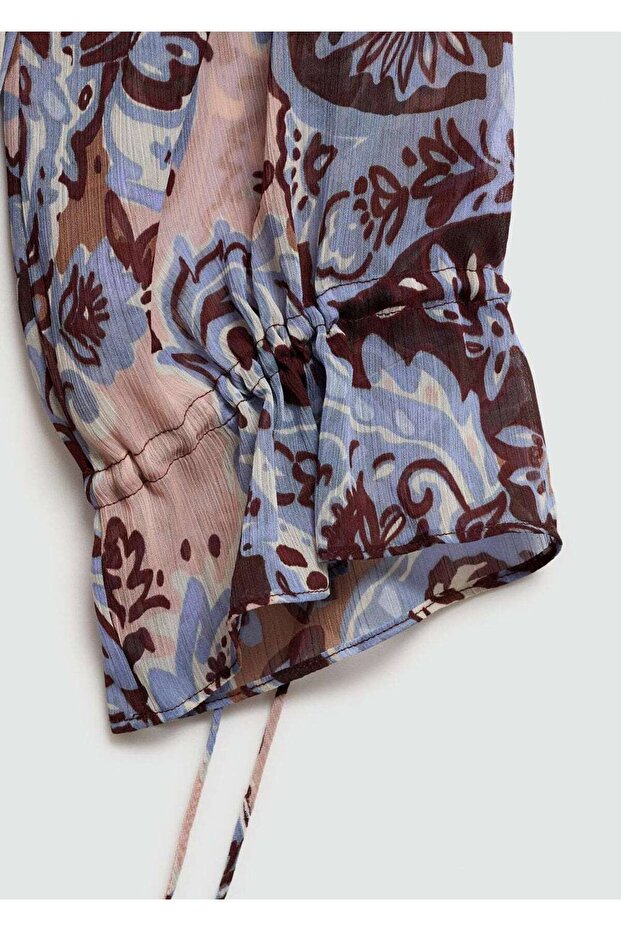 Fırfırlı paisley elbise - 5