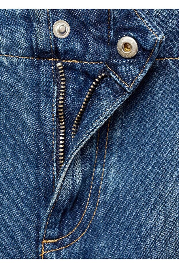 Kontrast dikişli kot etek - 7