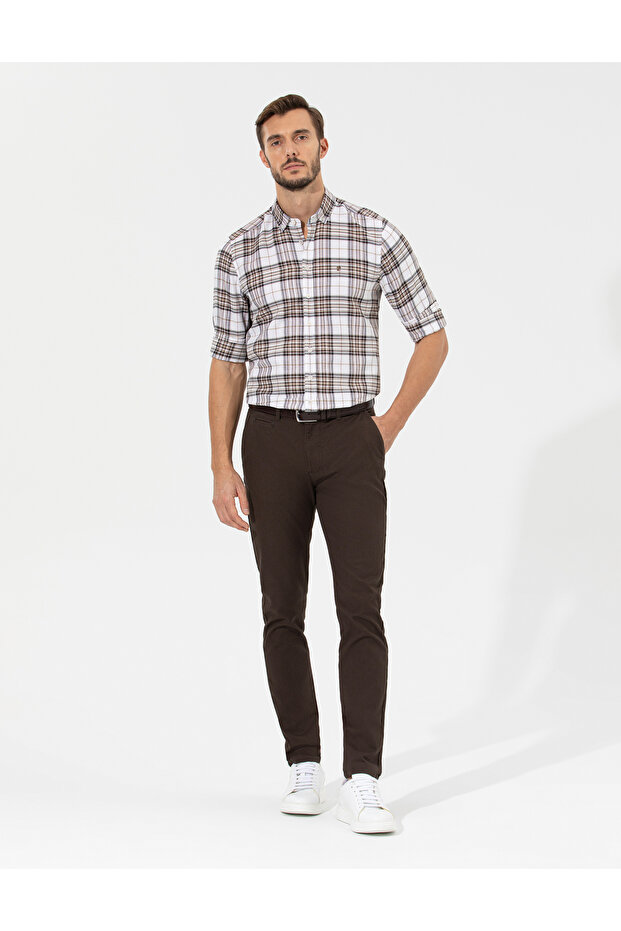 Brown Slim Fit Canvas Trousers 50265904-Vr029