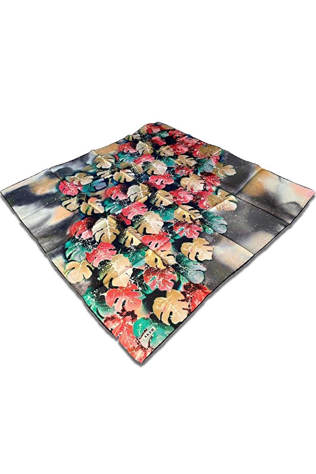 Red Green Mixed Pattern Tivil Silk Scarf8546713-912