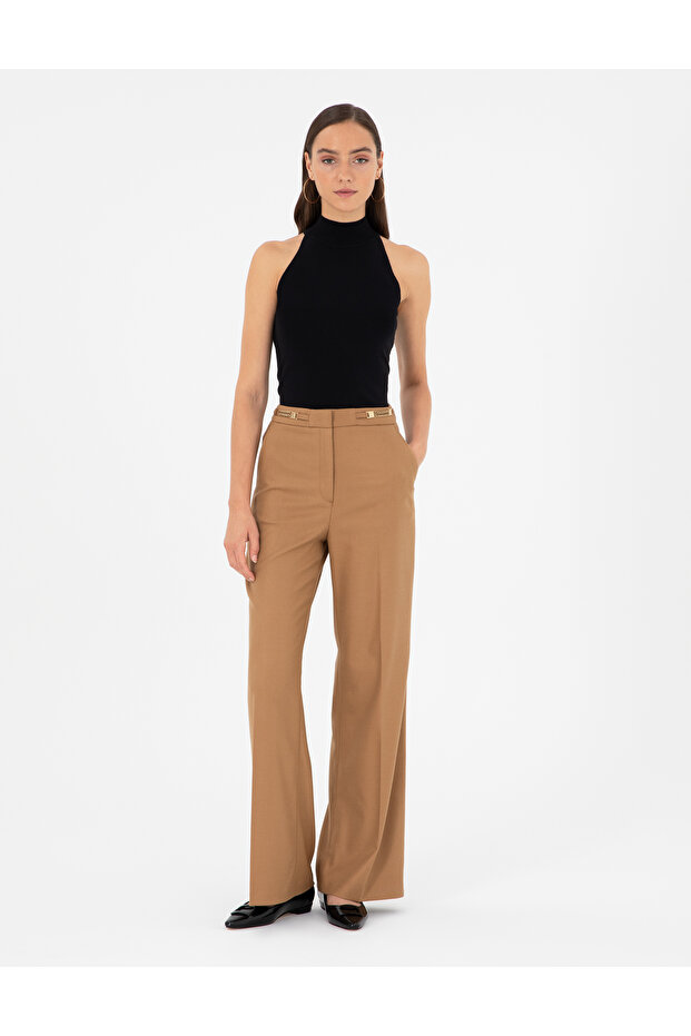 Camel Palazzo Fabric Trousers 50290369-Vr015
