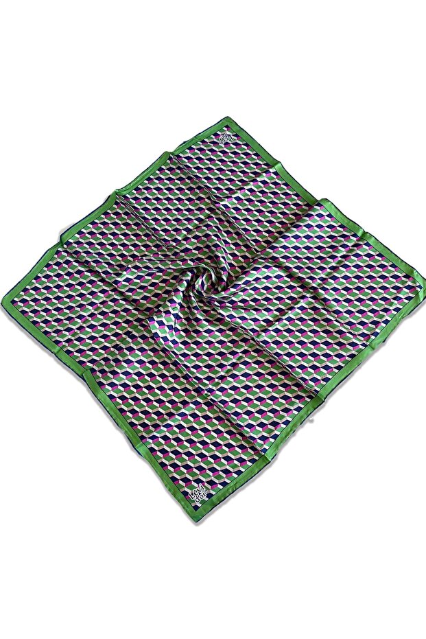 Tivil Silk Scarf 35113 Green Mixed Pattern