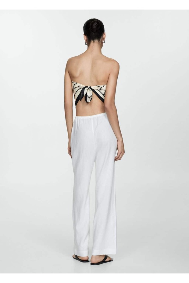 Düz kesim keten pantolon - 4