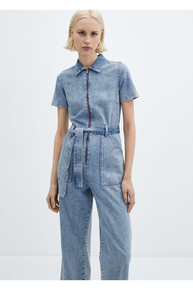 Kısa kollu denim tulum - 1