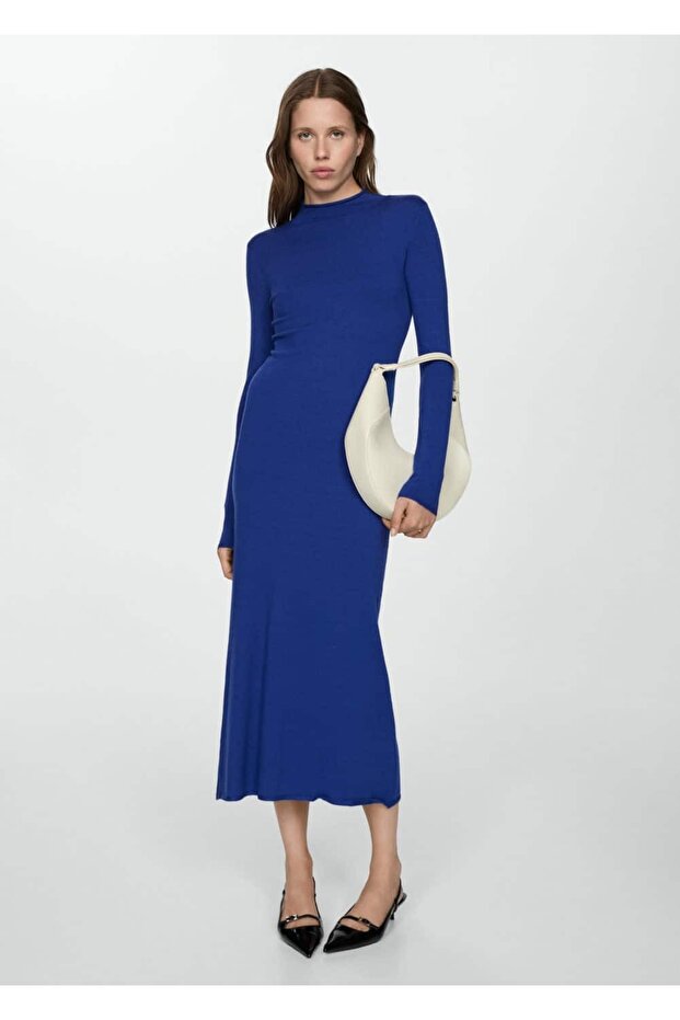 Perkins Yakalı Triko Elbise - 2