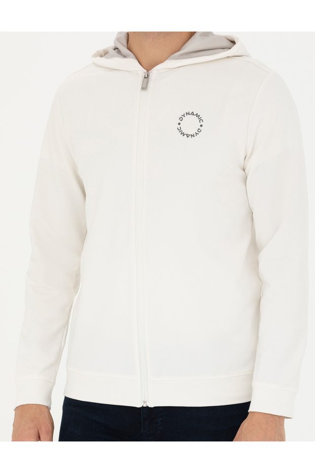 Ekru Regular Fit Kapüşonlu Örme Hırka 50275989-VR019 - 6